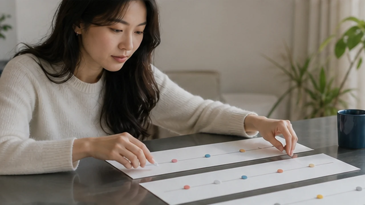 여러 연애의 끌림과 갈등 타임라인을 비교하는 모습
